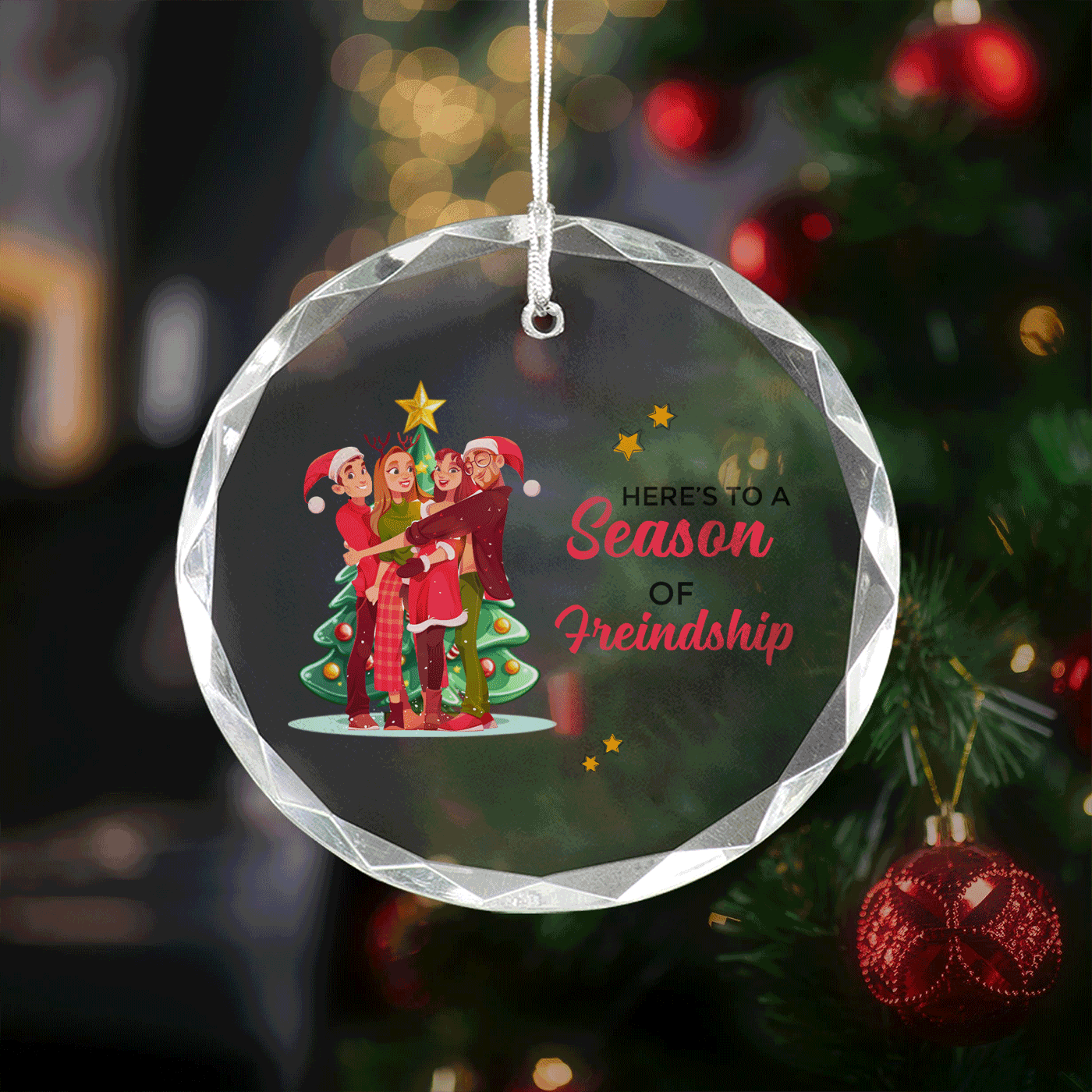 Christmas Family Hug | Holiday Warmth and Togetherness | Glass Ornament